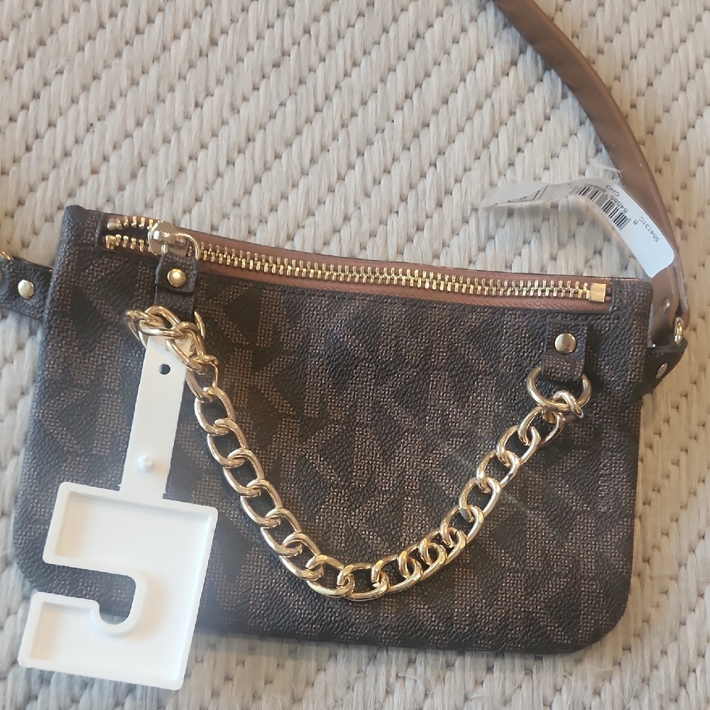 Michael Kors Chocolate Mini Bag with Gold Chain